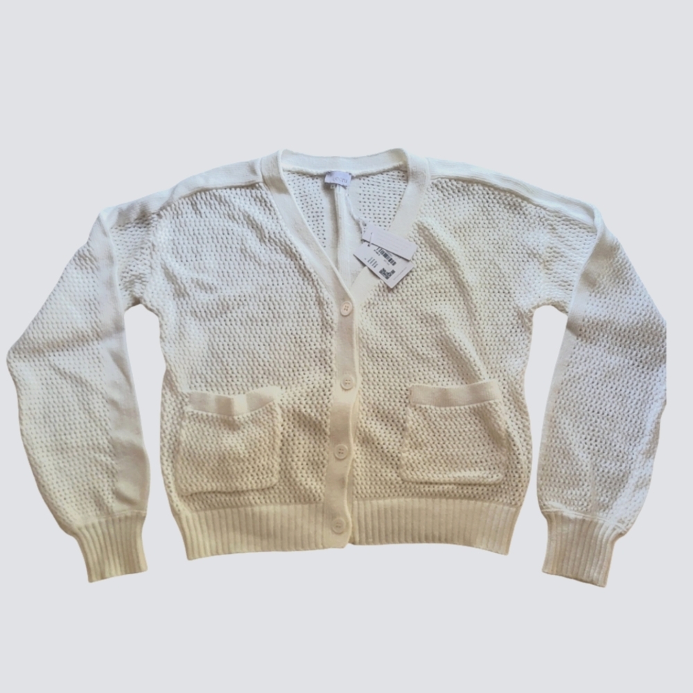 NWT ecru Open Stitch button up Cardigan - white -  size small